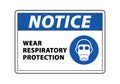 Wear respiratory protection notice sign vector eps10