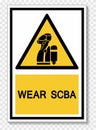 Wear SCBA Self Contained Breathing Apparatus Symbol On White Background