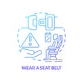 Wear seatbelt blue gradient concept icon Royalty Free Stock Photo