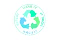 Wear it, work it, wash it, repeat text with sustainable fashion icon, make clothes last, slow fashion
