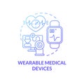 Wearable medical devices blue gradient concept icon