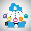 Wearable technology glasses cloud security media Royalty Free Stock Photo
