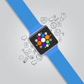 Wearable vector smart watches with icon