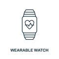 Wearable Watch icon. Line style element from digital healthcare collection. Thin Wearable Watch icon for templates