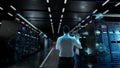 Wearables. IT Administrator Activating Modern Data Center Server with Hologram.