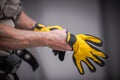 Wearing Safety Gloves Royalty Free Stock Photo