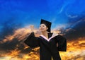 Wearing a doctoral graduation clothing students Royalty Free Stock Photo