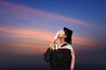 Wearing a doctoral graduation clothing students Royalty Free Stock Photo