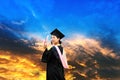 Wearing a doctoral graduation clothing students Royalty Free Stock Photo