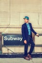 Young European man traveling in New York Royalty Free Stock Photo