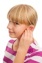 Wearing a hearing aid Royalty Free Stock Photo