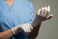 Wearing Medical Gloves Royalty Free Stock Photo