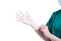 Wearing Medical Gloves Royalty Free Stock Photo