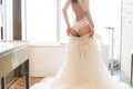 Wearing wedding dress Royalty Free Stock Photo