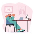 Weary And Disheartened Doctor Slouches In His Office, Burdened By Exhaustion And Sorrow, Vector Illustration Royalty Free Stock Photo