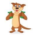 Weasel cartoon mascot holding money