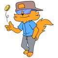 Weasel in a cool bespectacled style, doodle icon image kawaii