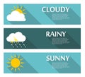 Weather Banners with Sun and Moon in Flat Style Royalty Free Stock Photo