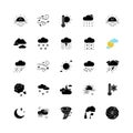 Weather black glyph icons set on white space Royalty Free Stock Photo