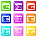 Weather calendar icons set 9 color collection