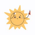 Weather cartoon character cute sunny high temperature