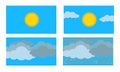 Weather cartoon flat design vector.Season scene in sky.Sunny ,cloudy, windy and rainy Royalty Free Stock Photo