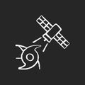 Weather and climate monitoring satellite chalk white icon on dark background Royalty Free Stock Photo