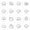 Weather clouds line icons set