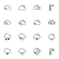 Weather clouds line icons set