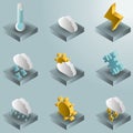 Weather color gradient isometric icons