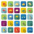 Weather color icons with long shadow Royalty Free Stock Photo