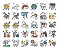 Weather color outline vector icons