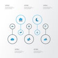 Weather Colorful Icons Set. Collection Of Humidity, Wind Speed, Night And Other Elements. Also Includes Symbols Such As