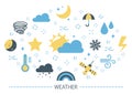Weather concept. Sunny and rainy climate. Cloud