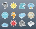 Weather conditions smile stickers set Royalty Free Stock Photo