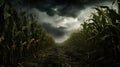 weather corn field in storm Royalty Free Stock Photo