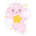 Weather cute clouds soft and stars decoration cartoon