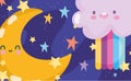 Weather cute rainbow cloud moon colored stars decoration