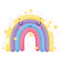 Weather cute rainbow with stars and vibrant color decoration