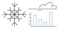 Weather and Data Visualization with Snowflake, Cloud, and Bar Graph Elements Royalty Free Stock Photo