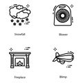 Weather Equipment Line Icons Pack