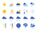Weather simple flat color icons vector set Royalty Free Stock Photo