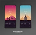 Weather forecast app ux ui design mockup vector Royalty Free Stock Photo