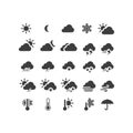 Weather forecast black vector icon set