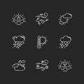 Weather forecast chalk white icons set on black background Royalty Free Stock Photo