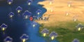 Dakar city and stormy weather icon on the map, weather forecast related 3D rendering