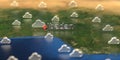 Ibadan city and cloudy weather icon on the map, weather forecast related 3D rendering