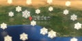 Ibadan city and snowy weather icon on the map, weather forecast related 3D rendering