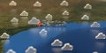 Santos city and cloudy weather icon on the map, weather forecast related 3D rendering