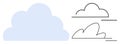 Abstract Cloud Shapes Set with Minimalistic Outline and Filled Styles Royalty Free Stock Photo